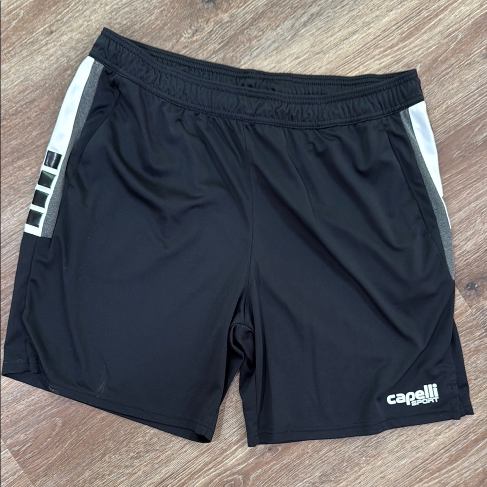 Capelli of New York Black Athletic Shorts with Elastic Waistband